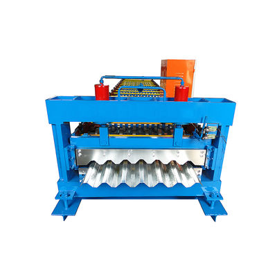 Blaue Dach-Blech-Rolle, die hydraulischen Ausschnitt der Maschinen-15m/min bildet