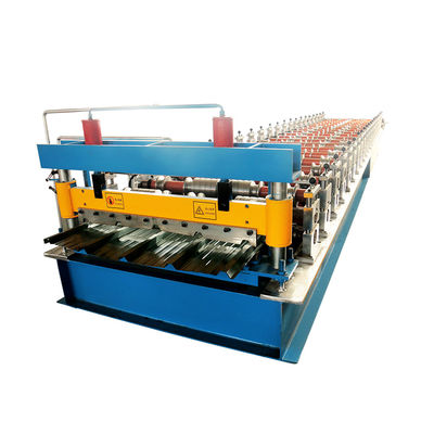 Blaue Dach-Blech-Rolle, die hydraulischen Ausschnitt der Maschinen-15m/min bildet